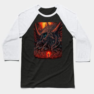 Red Fire Dragon Baseball T-Shirt